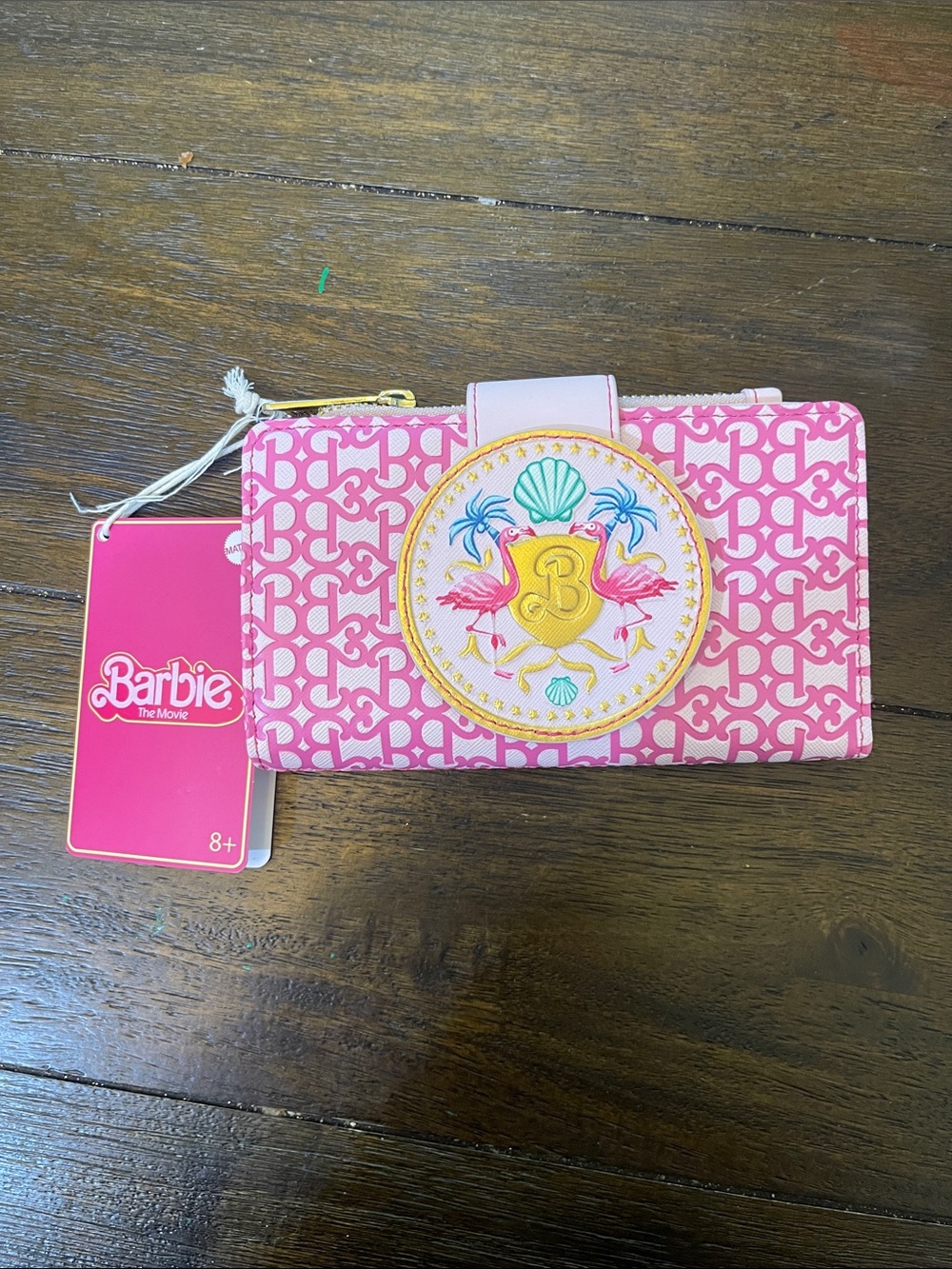 Loungefly Pink Geometric Barbie Wallet with Flamingo Medallion